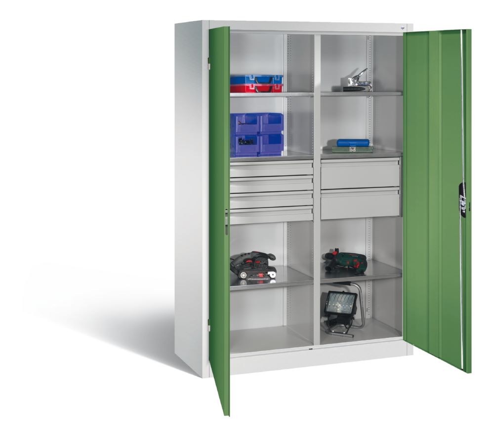 Produktbild C+P Werkstattschrank mit 6 Schubladen 1950 x 1200 x 500 mm lichtgrau resedagrün bild 3