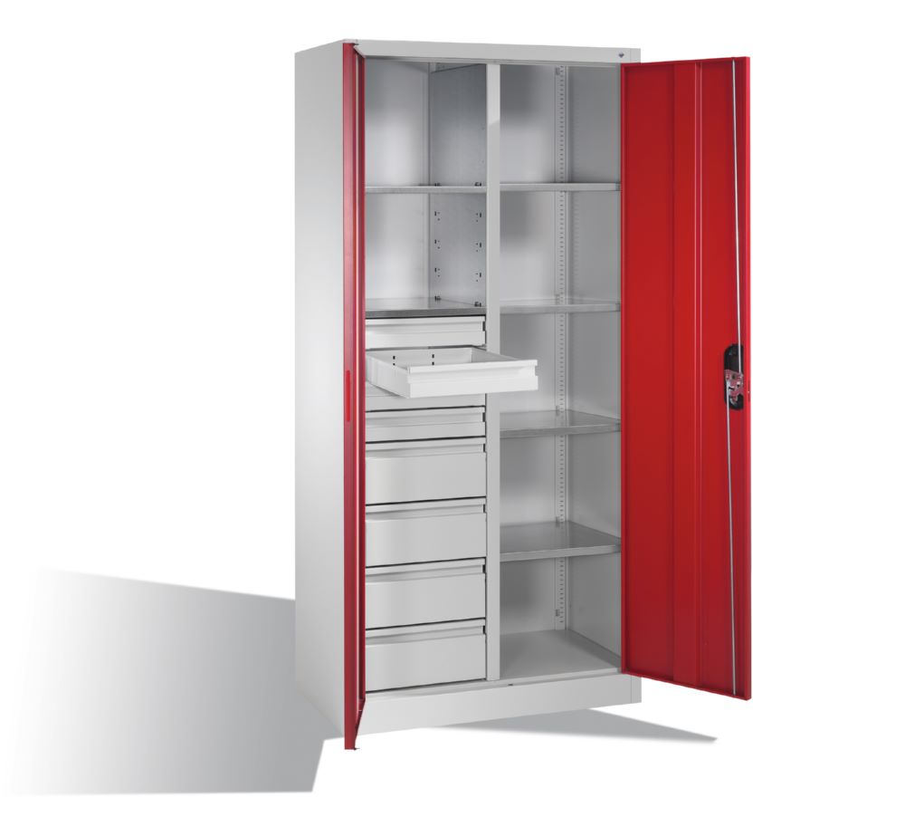 Produktbild C+P Werkstattschrank mit 8 Schubladen 1950 x 930 x 500 mm lichtgrau rubinrot bild 3