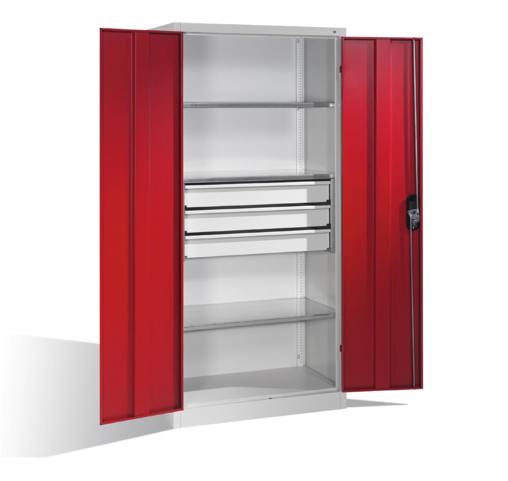 Produktbild C+P Werkstattschrank mit 3 zusätzlichen Schubladen rubinrot 930 x 500 x 1950 mm bild 3