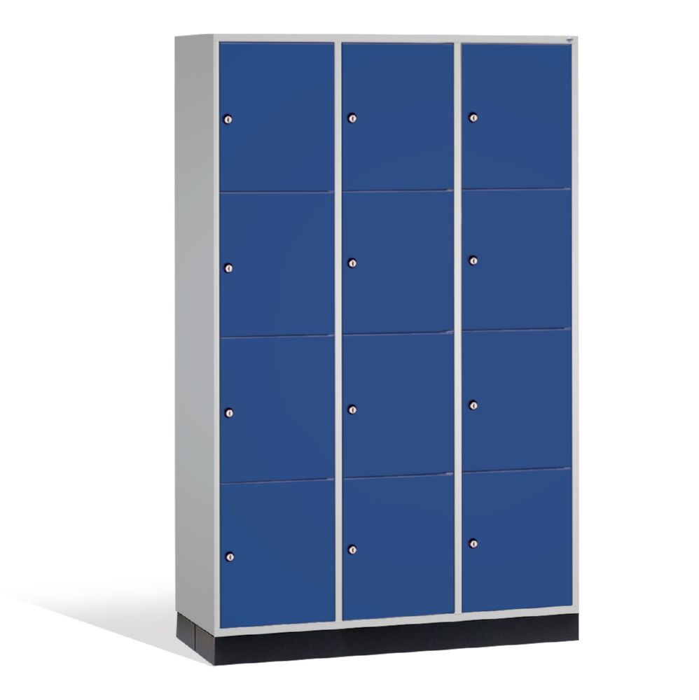 Produktbild C+P XL Schließfachschrank Intro 12 Fächer 1950 x 1220 x 490 mm lichtgrau enzianblau