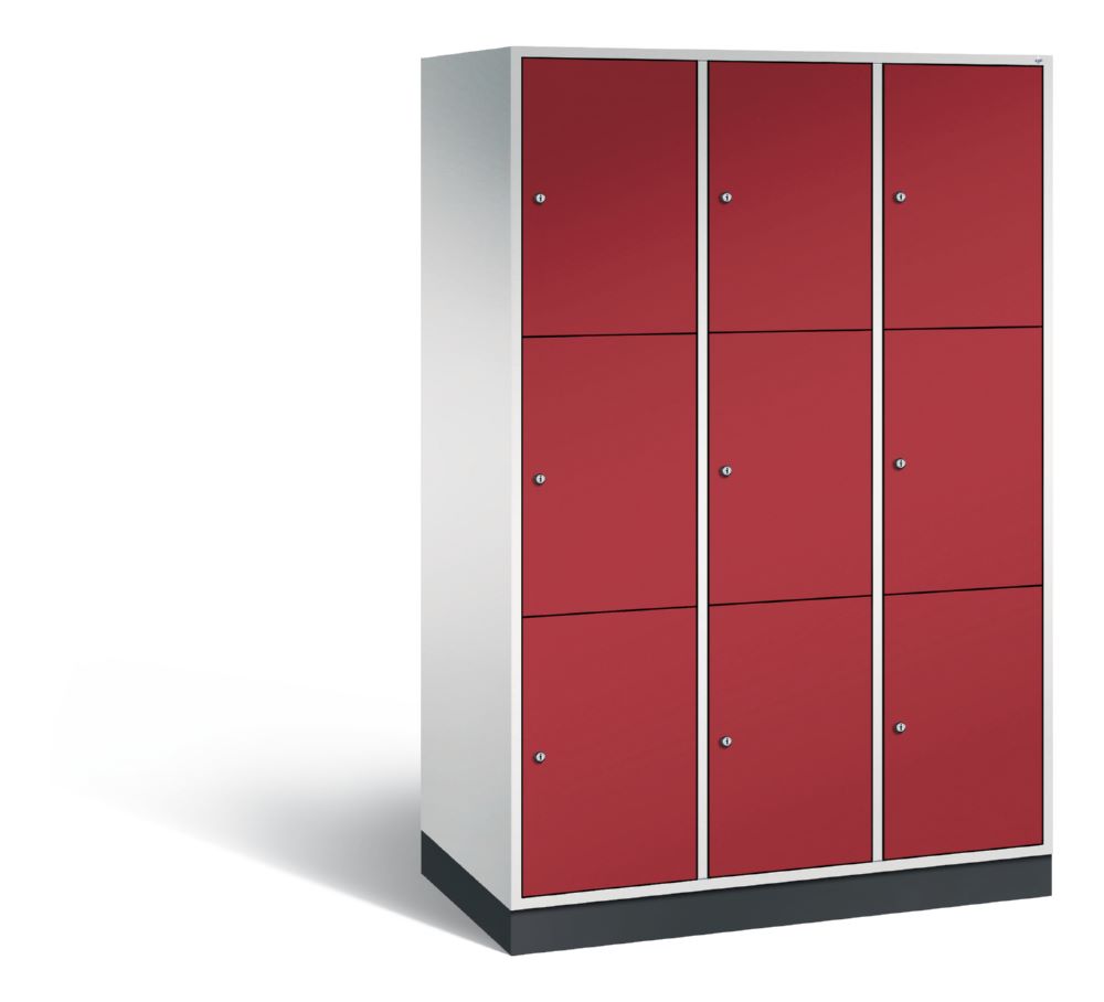 Produktbild C+P XL Schließfachschrank Intro 9 Fächer 1950 x 1220 x 590 mm lichtgrau rubinrot