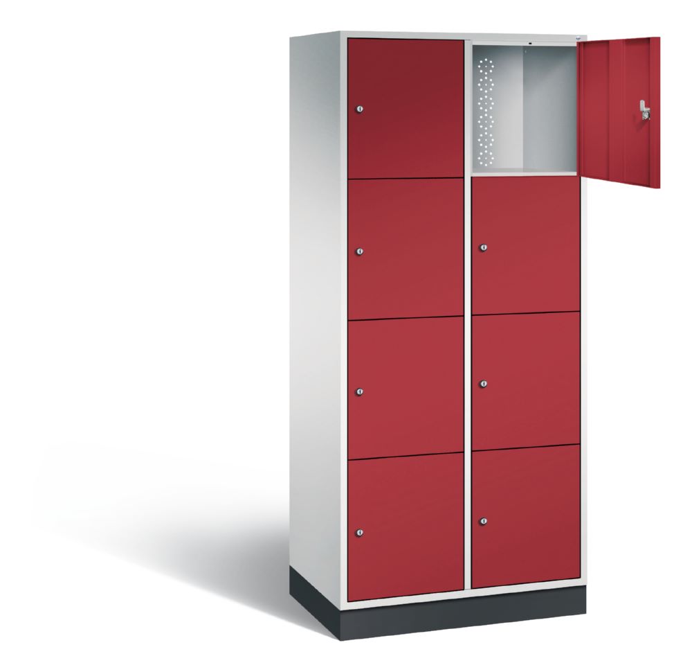 Produktbild C+P XL Schließfachschrank Intro 8 Fächer 1950 x 820 x 490 mm lichtgrau rubinrot bild 2