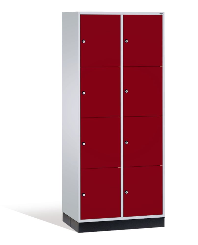 Produktbild C+P XL Schließfachschrank Intro 8 Fächer 1950 x 820 x 590 mm lichtgrau rubinrot