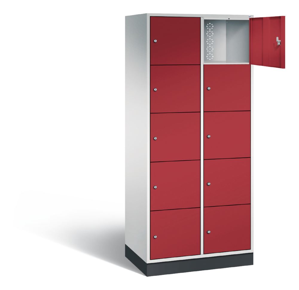 Produktbild C+P XL Schließfachschrank Intro 10 Fächer 1950 x 820 x 490 mm lichtgrau rubinrot bild 2