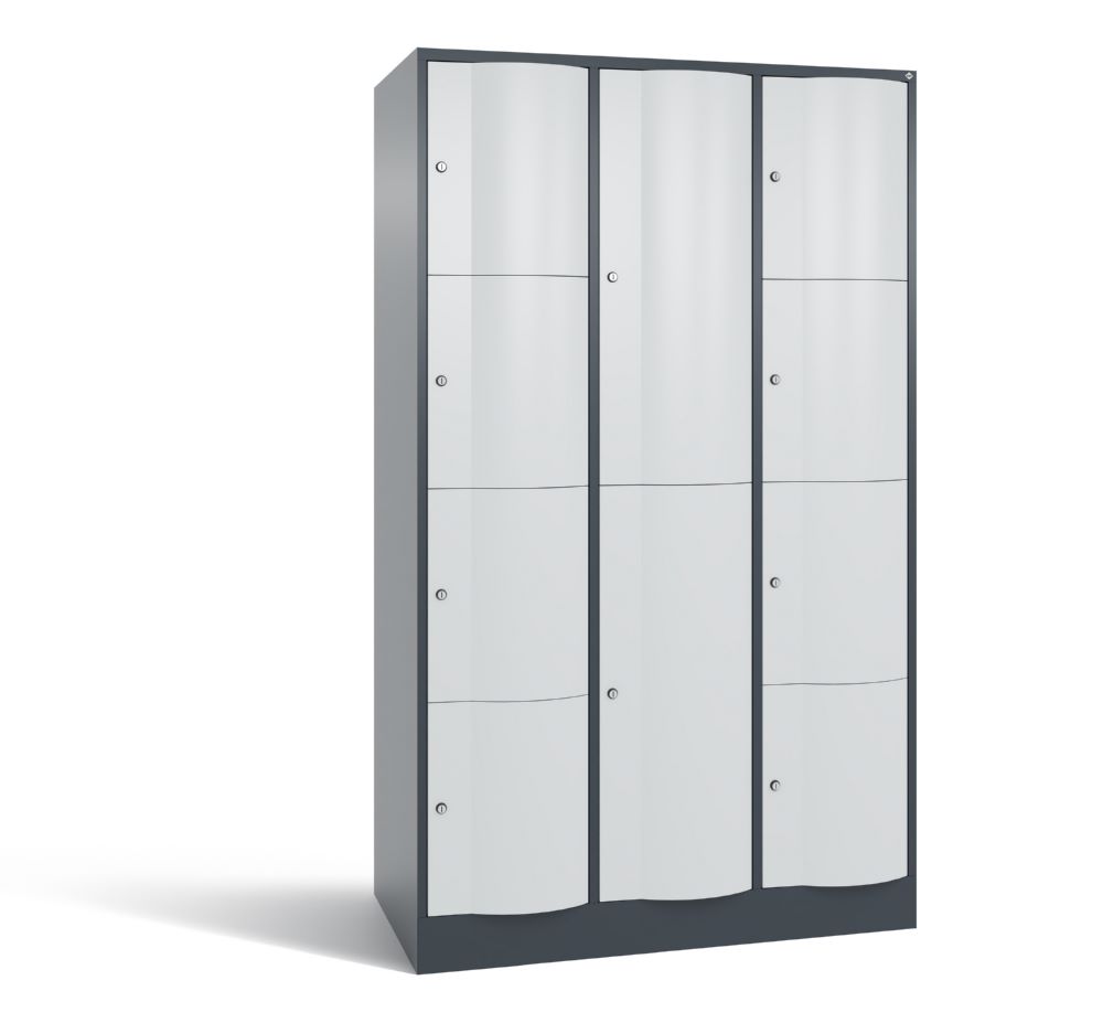 Produktbild C+P XL Schließfachschrank Resisto 3 Abteile 1950 x 1148 x 640 mm anthrazit lichtgrau