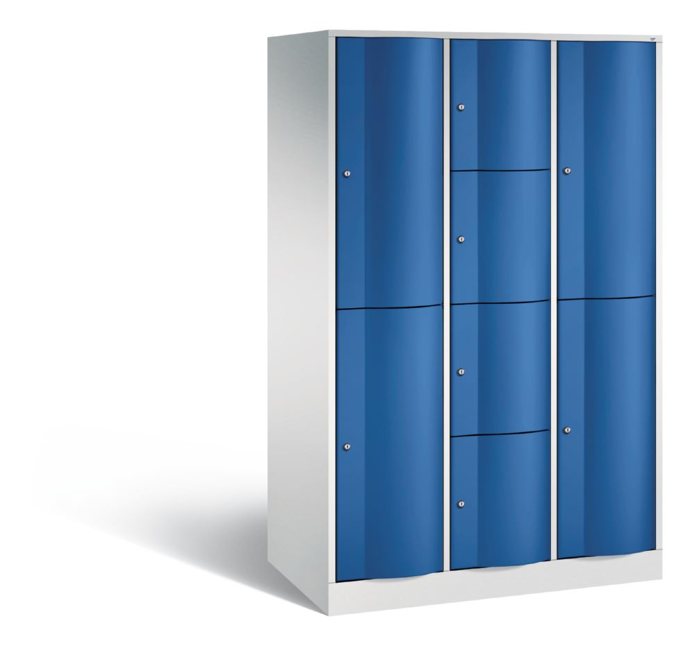 Produktbild C+P XL Schließfachschrank Resisto 3 Abteile H 1950 x B 1148 mm lichtgrau enzianblau