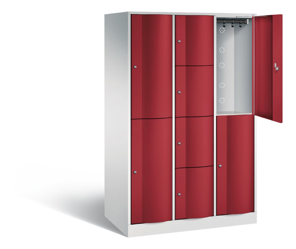 Produktbild C+P XL Schließfachschrank Resisto 3 Abteile 1950 x 1148 x 640 mm lichtgrau rubinrot bild 2