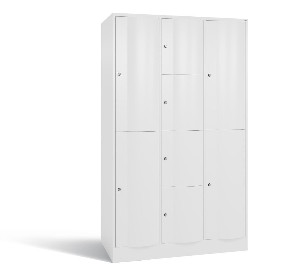 Produktbild C+P XL Schließfachschrank Resisto 3 Abteile 1950 x 1148 x 640 mm in weiß