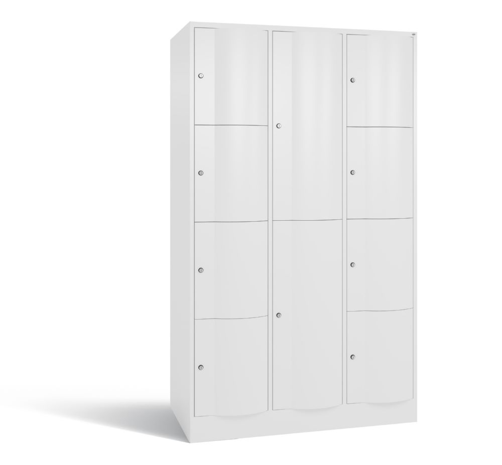 Produktbild C+P XL Schließfachschrank Resisto 3 Abteile 1950 x 1148 x 640 mm in weiß