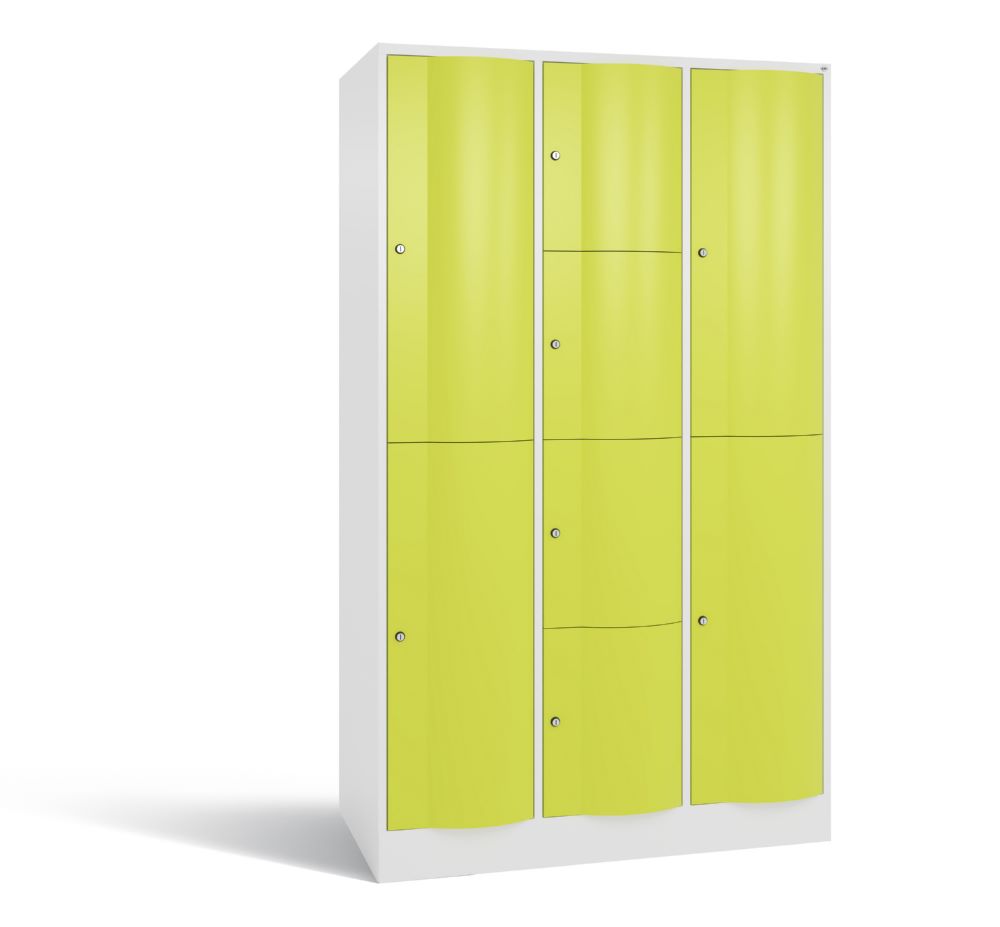 Produktbild C+P XL Schließfachschrank Resisto 3 Abteile 1950 x 1148 x 640 mm weiß viridingrün
