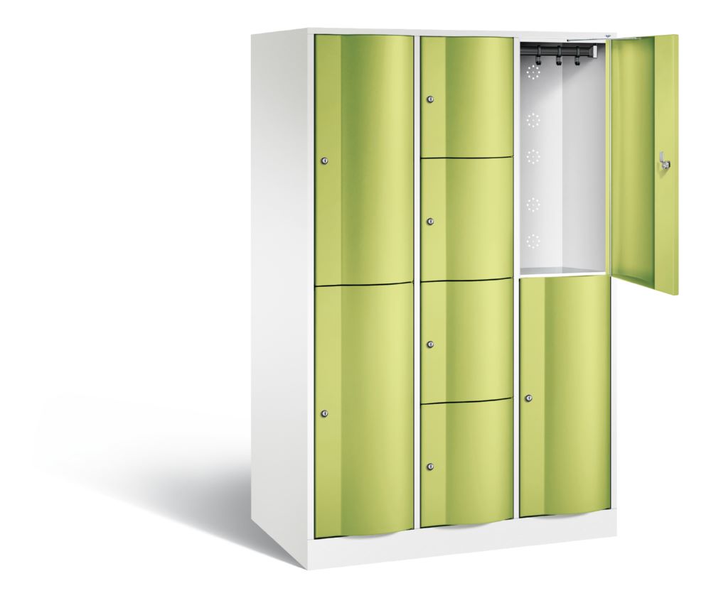 Produktbild C+P XL Schließfachschrank Resisto 3 Abteile 1950 x 1148 x 640 mm weiß viridingrün bild 2