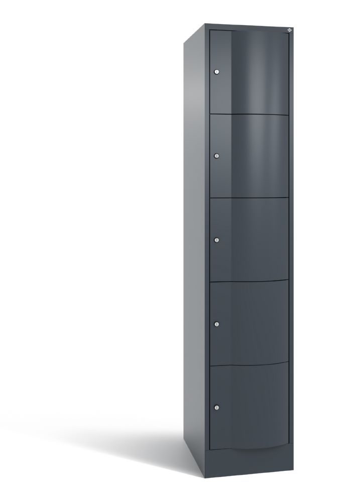 Produktbild C+P Schließfachschrank Resisto 5 gleichgroße Fächer dunkelgrau 396 x 640 x 1950 mm
