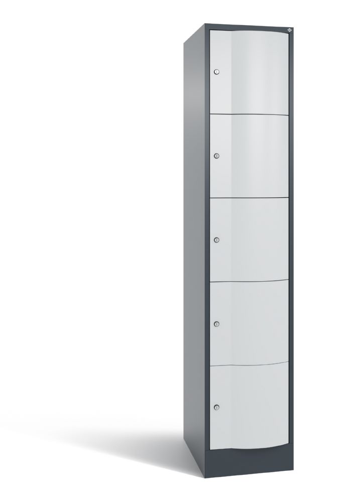 Produktbild C+P Schließfachschrank Resisto 5 gleichgroße Fächer hellgrau 396 x 640 x 1950 mm
