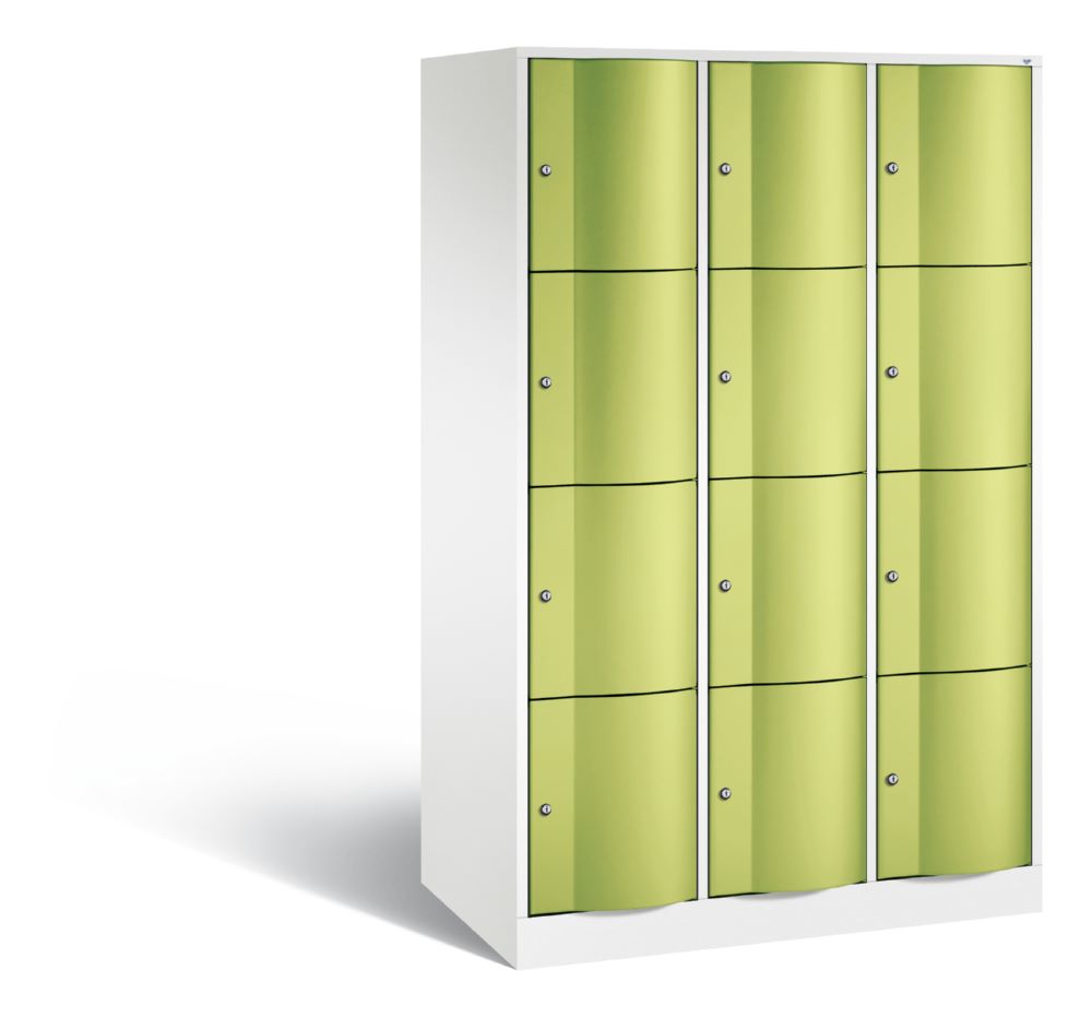 Produktbild C+P XL Schließfachschrank Resisto 12 Fächer 1950 x 1148 x 640 mm weiß viridingrün