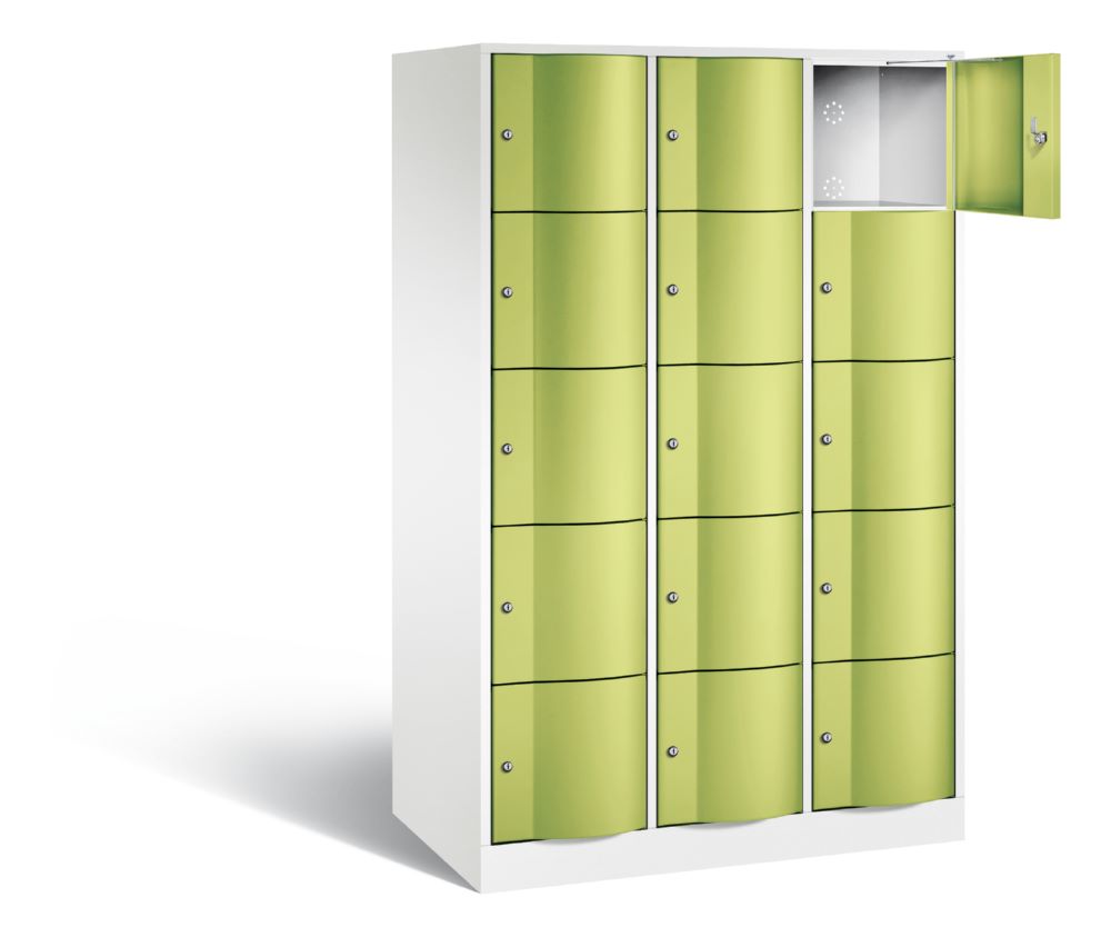 Produktbild C+P XL Schließfachschrank Resisto 15 Fächer 1950 x 1148 x 640 mm weiß viridingrü

Ei bild 2