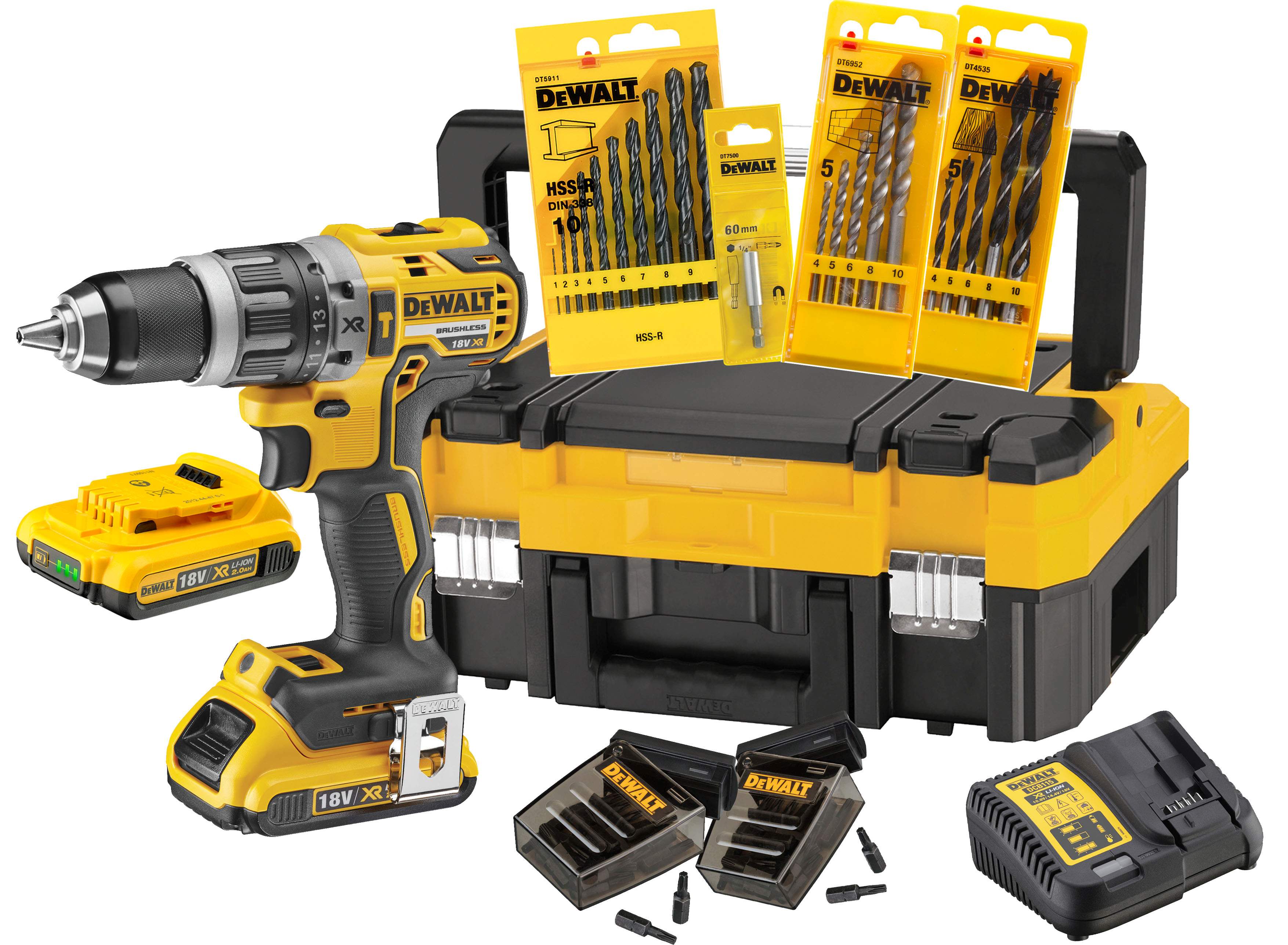 Produktbild DeWALT Schlagbohrschrauber-Set 18V 2,0(BL) mit Zub