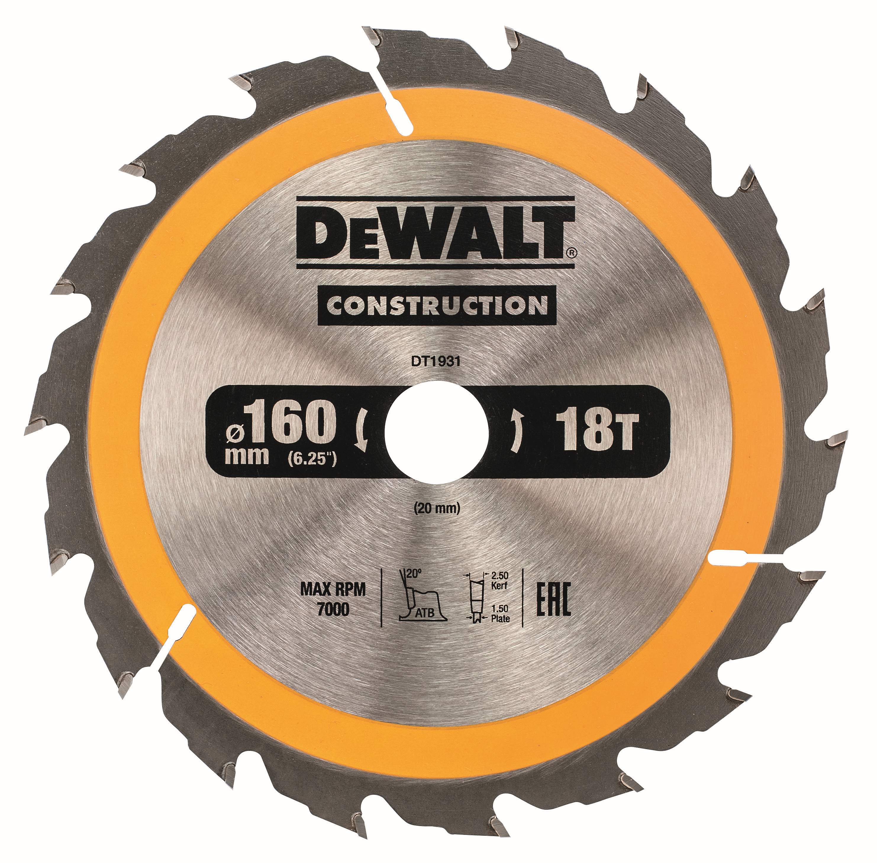 Produktbild DeWALT Kreissägeblatt für Handkreissägen 160/20mm 18WZ