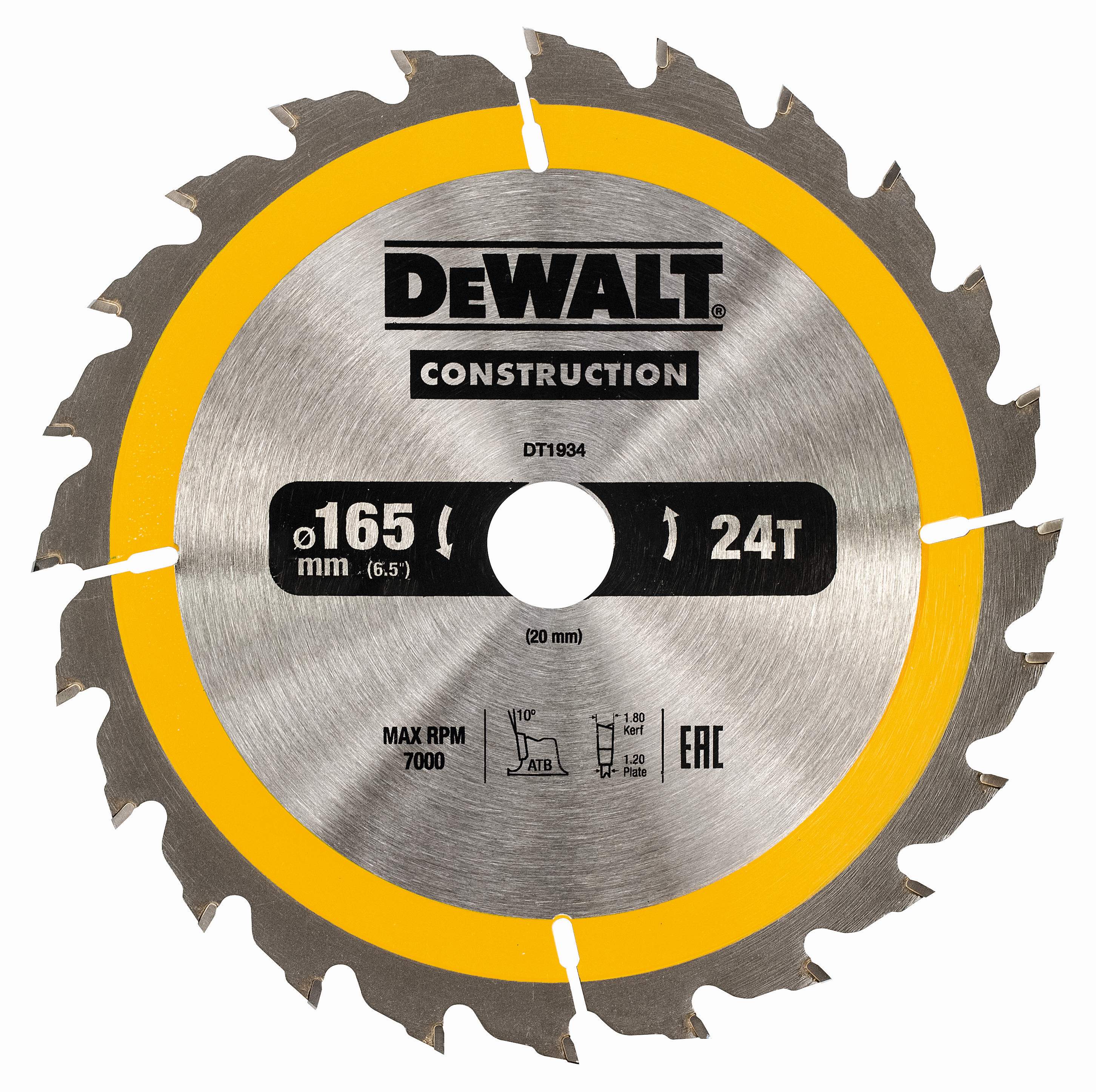 Produktbild DeWALT Kreissägeblatt für Handkreissägen 165/20mm 24WZ