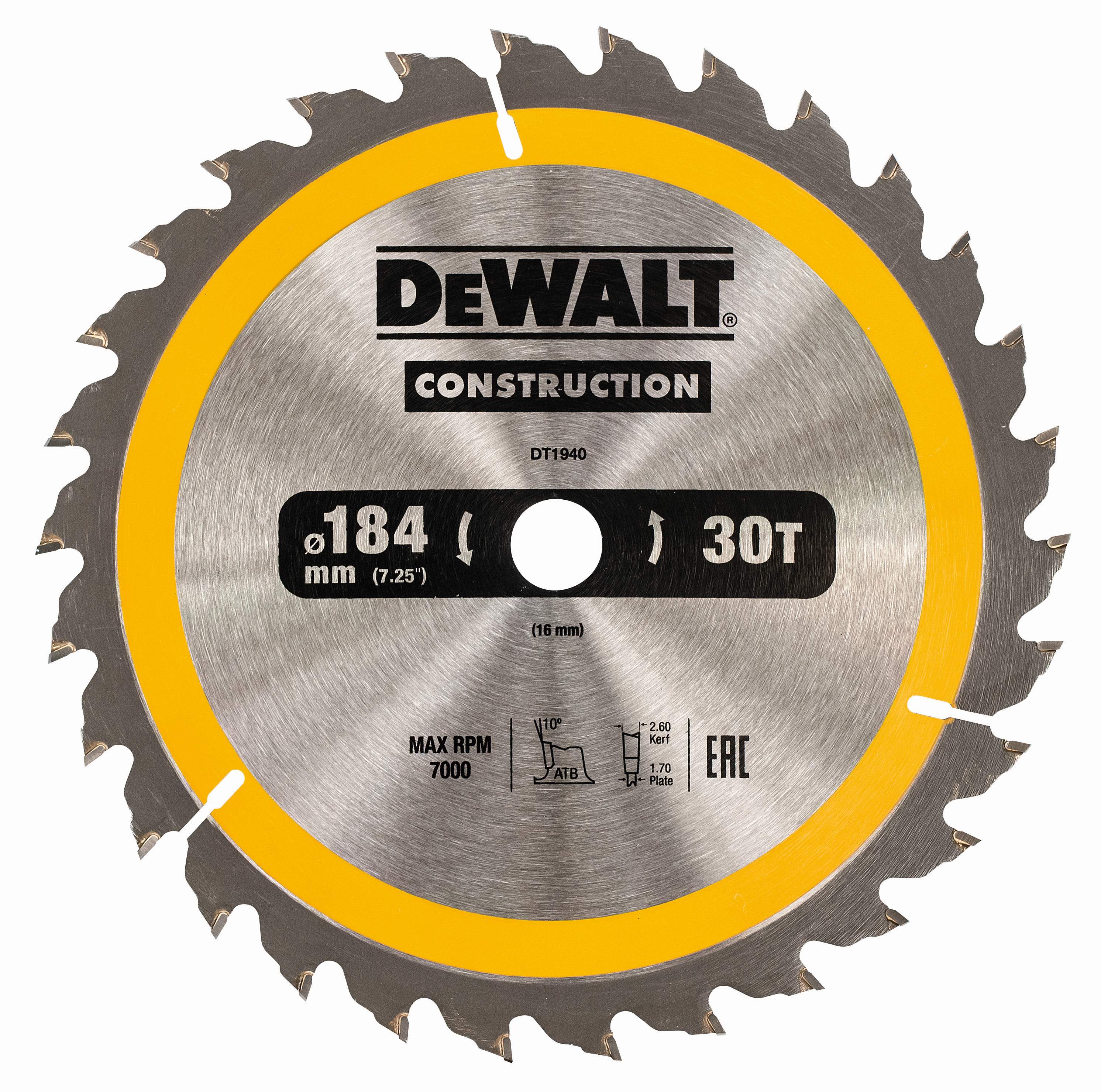 Produktbild DeWALT Kreissägeblatt für Handkreissäge 184/16mm 30WZ