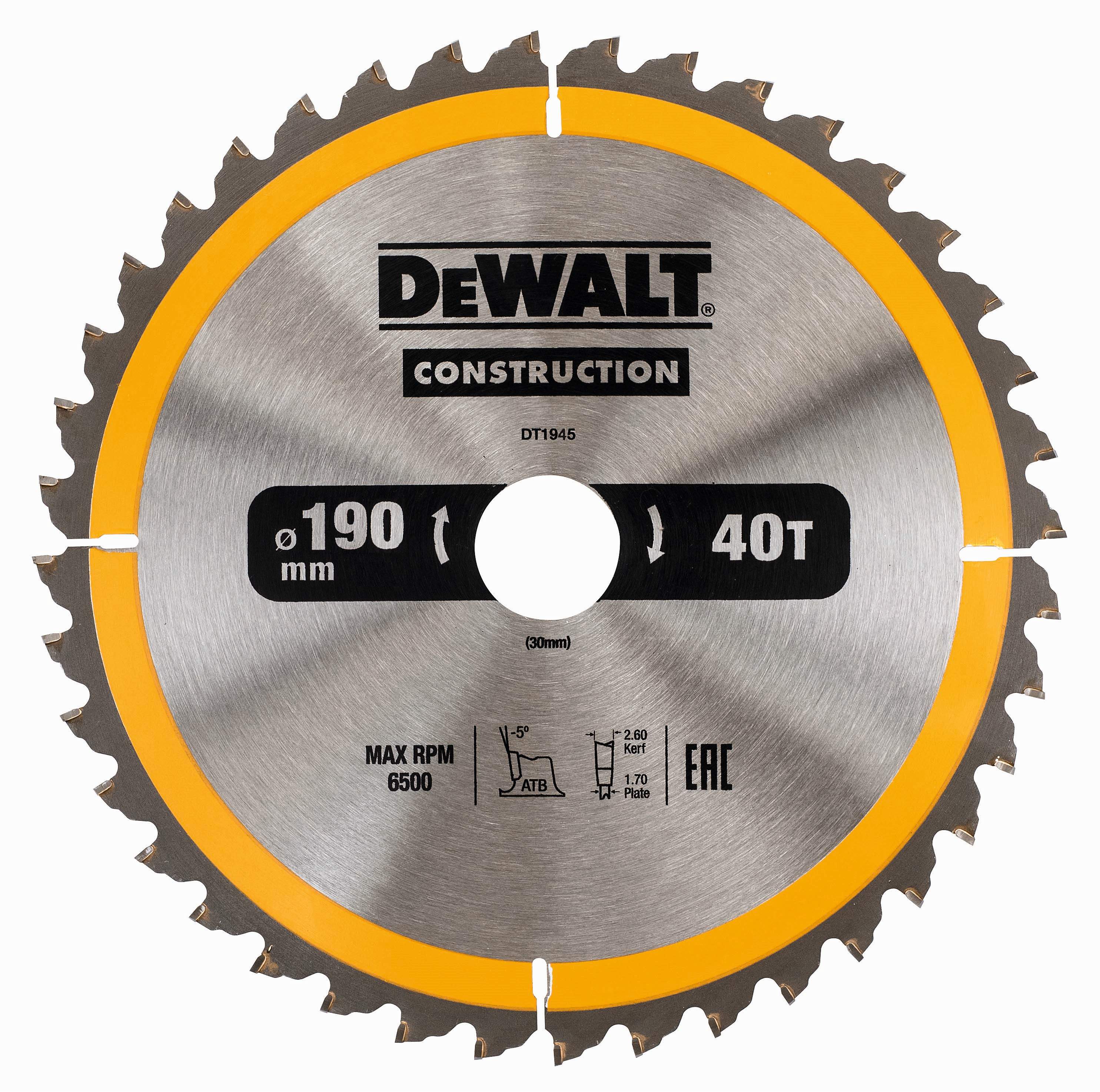 Produktbild DeWALT Kreissägeblatt für Handkreissägen 190/30mm 40WZ