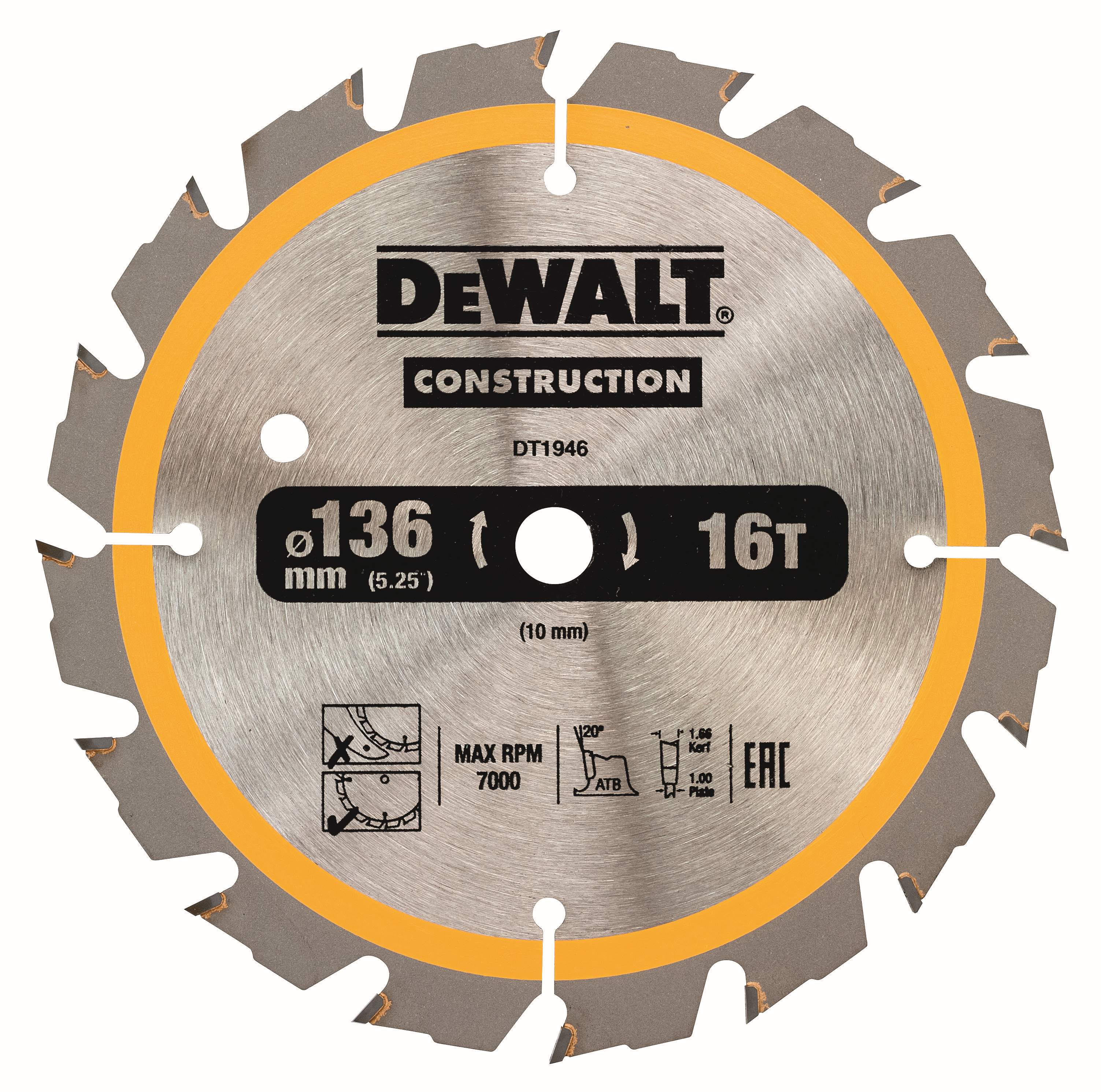 Produktbild DeWALT Kreissägeblatt für Akku Handkreissägen 136/10mm 16WZ