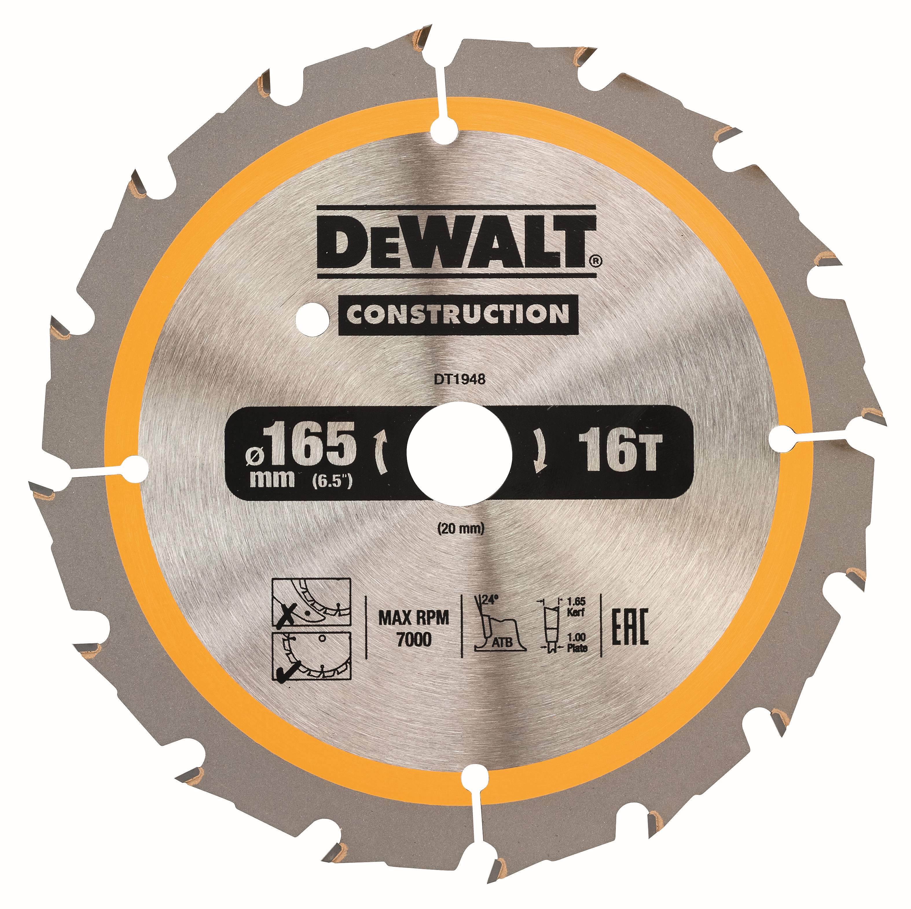 Produktbild DeWALT Kreissägeblatt für Akku Handkreissägen 165/20mm 16WZ