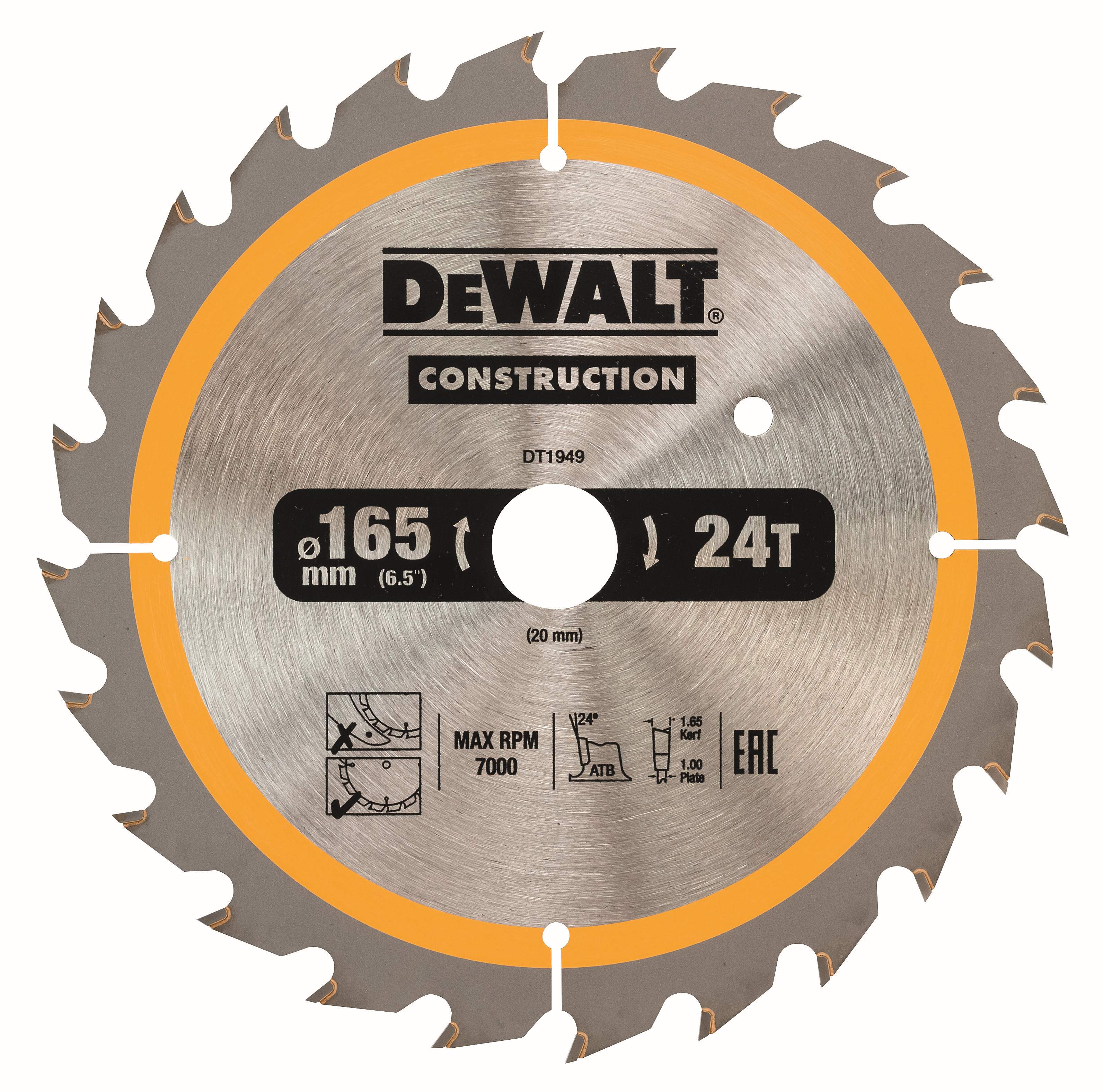 Produktbild DeWALT Kreissägeblatt für Akku Handkreissägen 165/20mm 24WZ