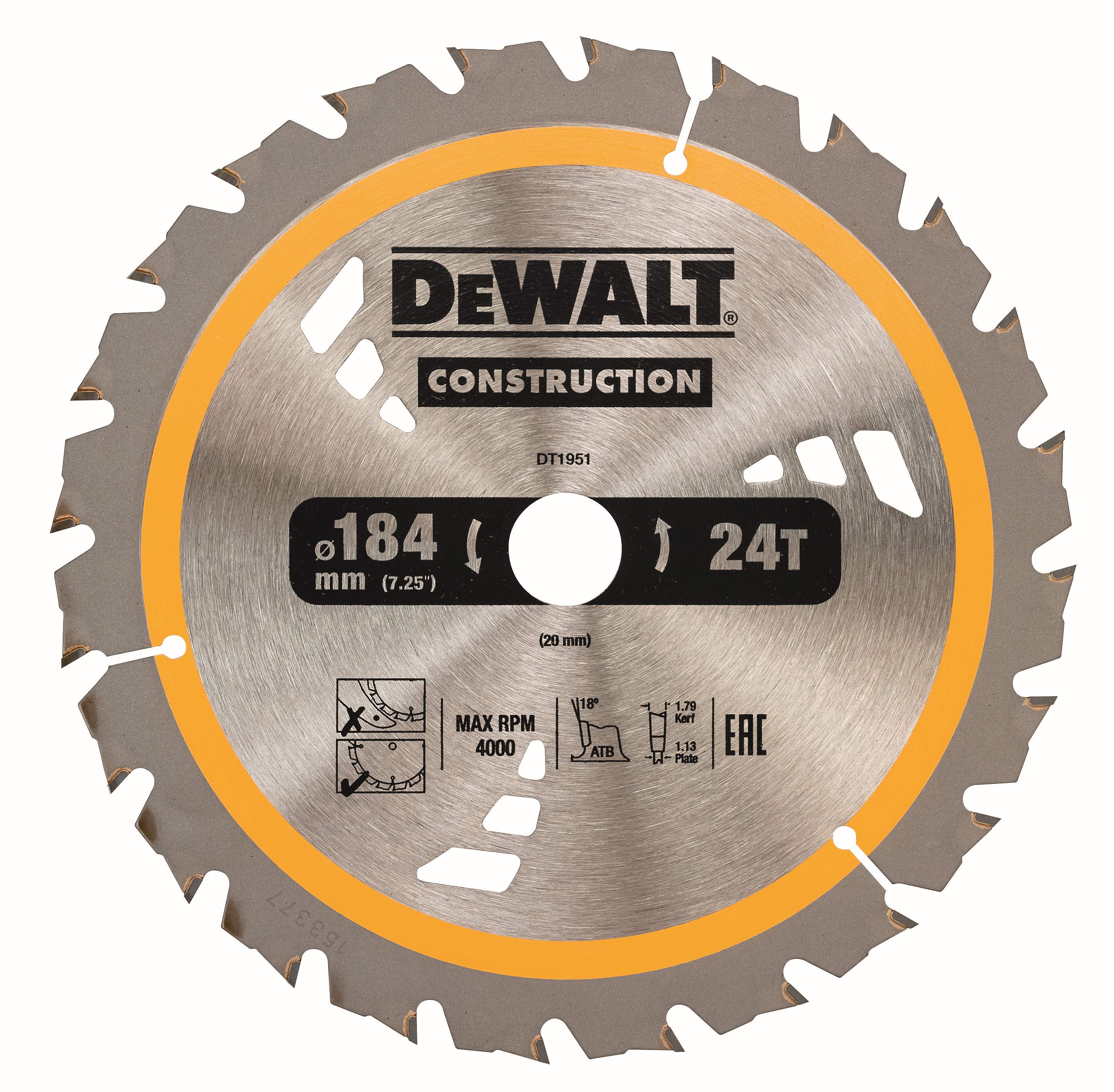 Produktbild DeWALT Kreissägeblatt für Akku Handkreissägen 184/20mm 24WZ