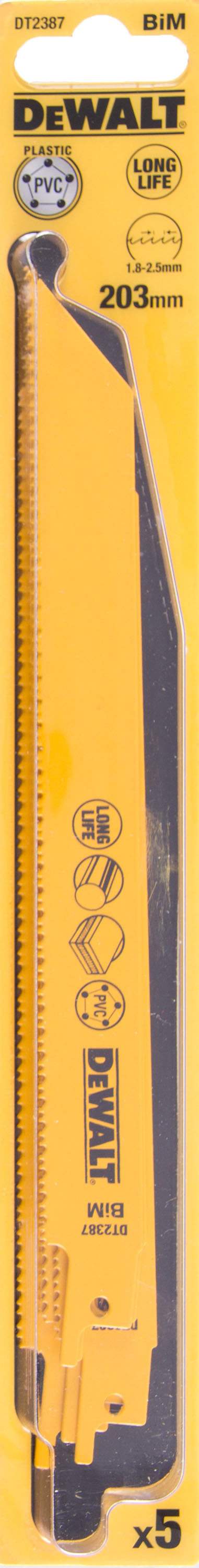 Produktbild DeWALT Säbelsägeblatt BIM Uni 203 x 1.8-2.5mm 5 Stück