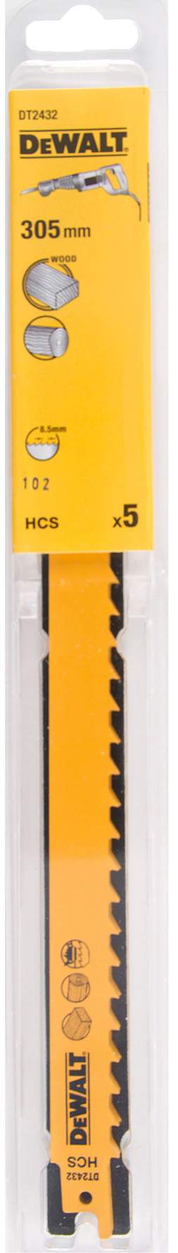 Produktbild DeWALT Säbelsägeblatt HCS Holz 305x8.5mm 5 Stück