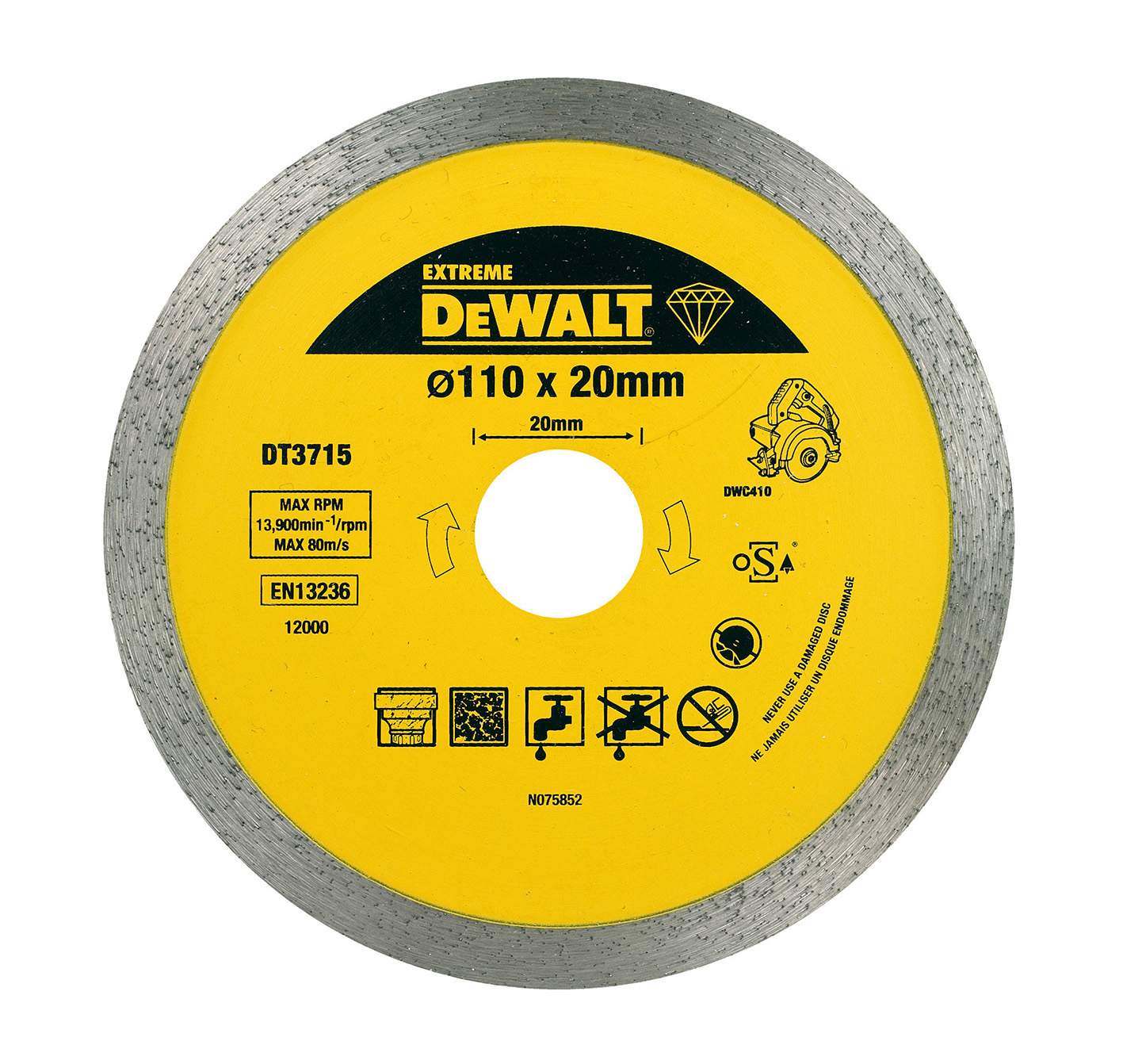 Produktbild DeWALT Diamanttrennscheibe DWC410 Granit 110mm