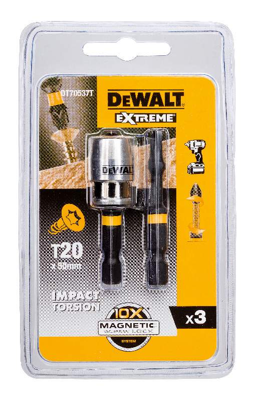 Produktbild DeWALT Bit-Set 3-tlg. schlagf. T20 50mm
