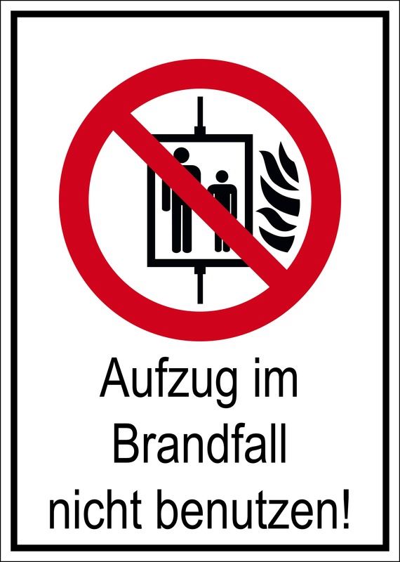 Produktbild Eichner Verbotsschild Aufzug im Brandfall nicht benutzen PVC Folie 13,1 x 18,5 cm