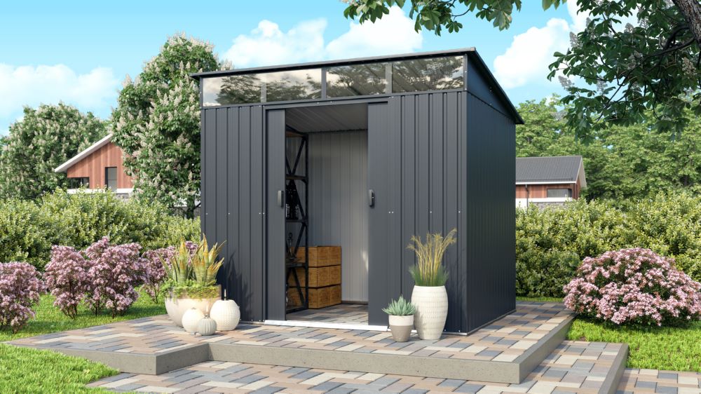 Produktbild Pergart Gerätehaus Lübeck 86 anthrazit 2380 x 1940 mm bild 2