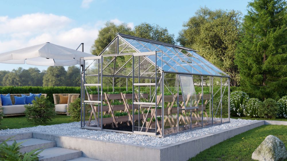 Produktbild Vitavia Gewächshausbausatz Meridian 2 9900 Maße 2570 x 3830 mm alu bild 2