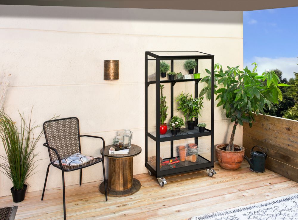 Produktbild Vitavia Polis Balkongewächshaus 350 ESG Rollfundament schwarz bild 5