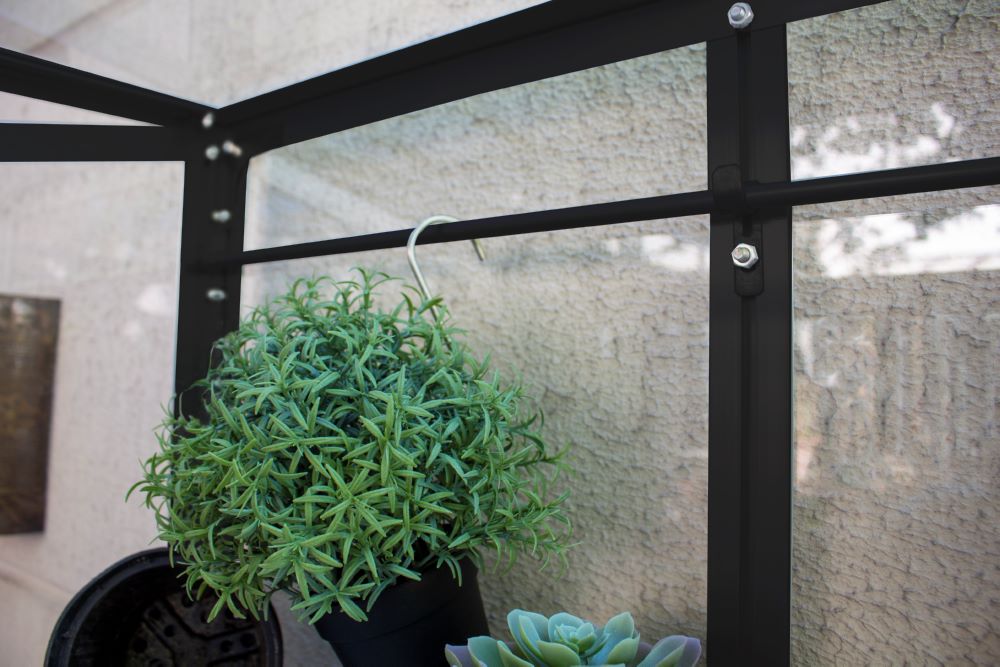 Produktbild Vitavia Polis Balkongewächshaus 350 ESG Stahlfundament schwarz bild 3