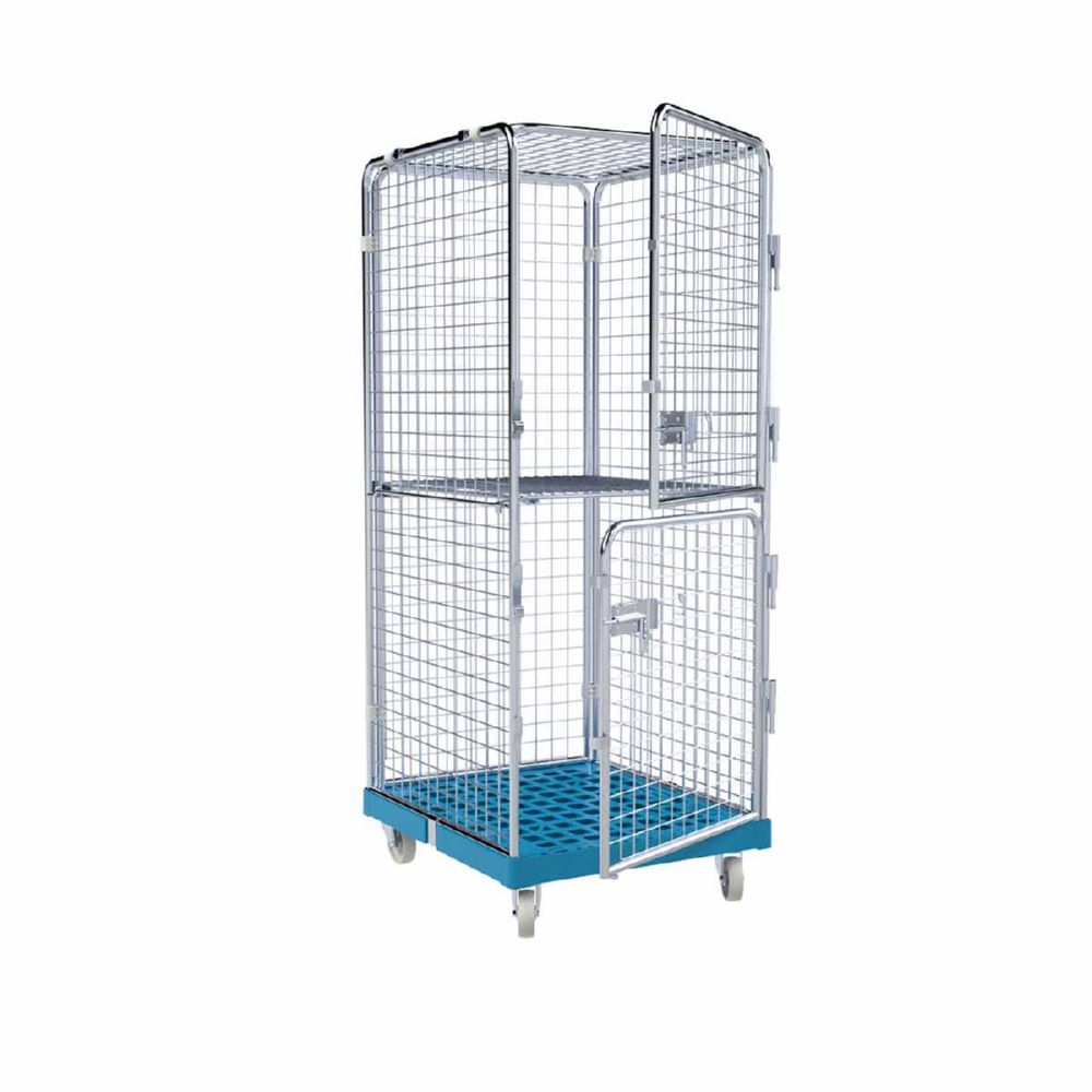 Produktbild ESB Rollbehälter ADB 1600 KU 2 Türen Boden klappbar blau H 1810 mm bild 2