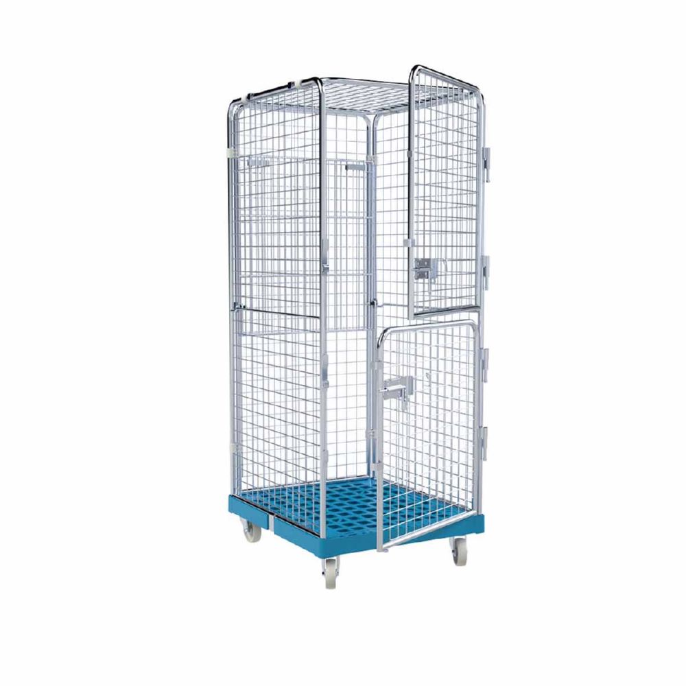 Produktbild ESB Rollbehälter ADB 1600 KU 2 Türen Boden klappbar blau H 1810 mm bild 4