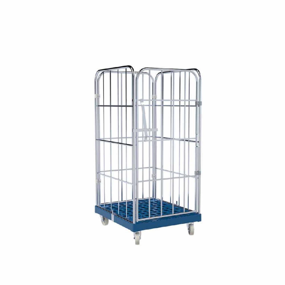 Produktbild ESB Rollbehälter 1350 KU 1 Vorderwand in blau 724 x 815 x 1530 mm