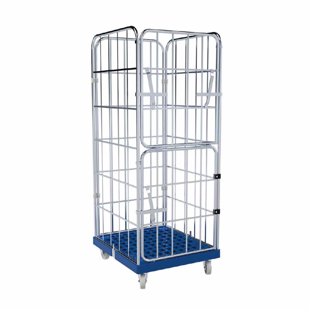 Produktbild ESB Rollbehälter 1650 KU 4 Seiten Vorderwand klappbar blau H 1830 mm