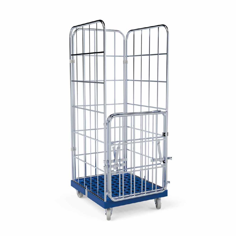 Produktbild ESB Rollbehälter 1650 KU 4 Seiten Vorderwand klappbar blau H 1830 mm bild 3