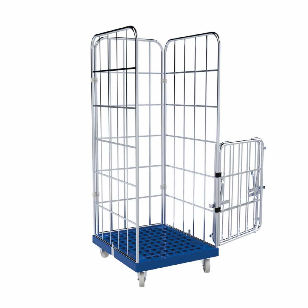 Produktbild ESB Rollbehälter 1650 KU 4 Seiten Vorderwand klappbar blau H 1830 mm bild 4