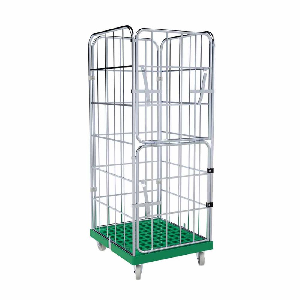 Produktbild ESB Rollbehälter 1650 KU Vorderwand klappbar Farbe grün H 1930 mm