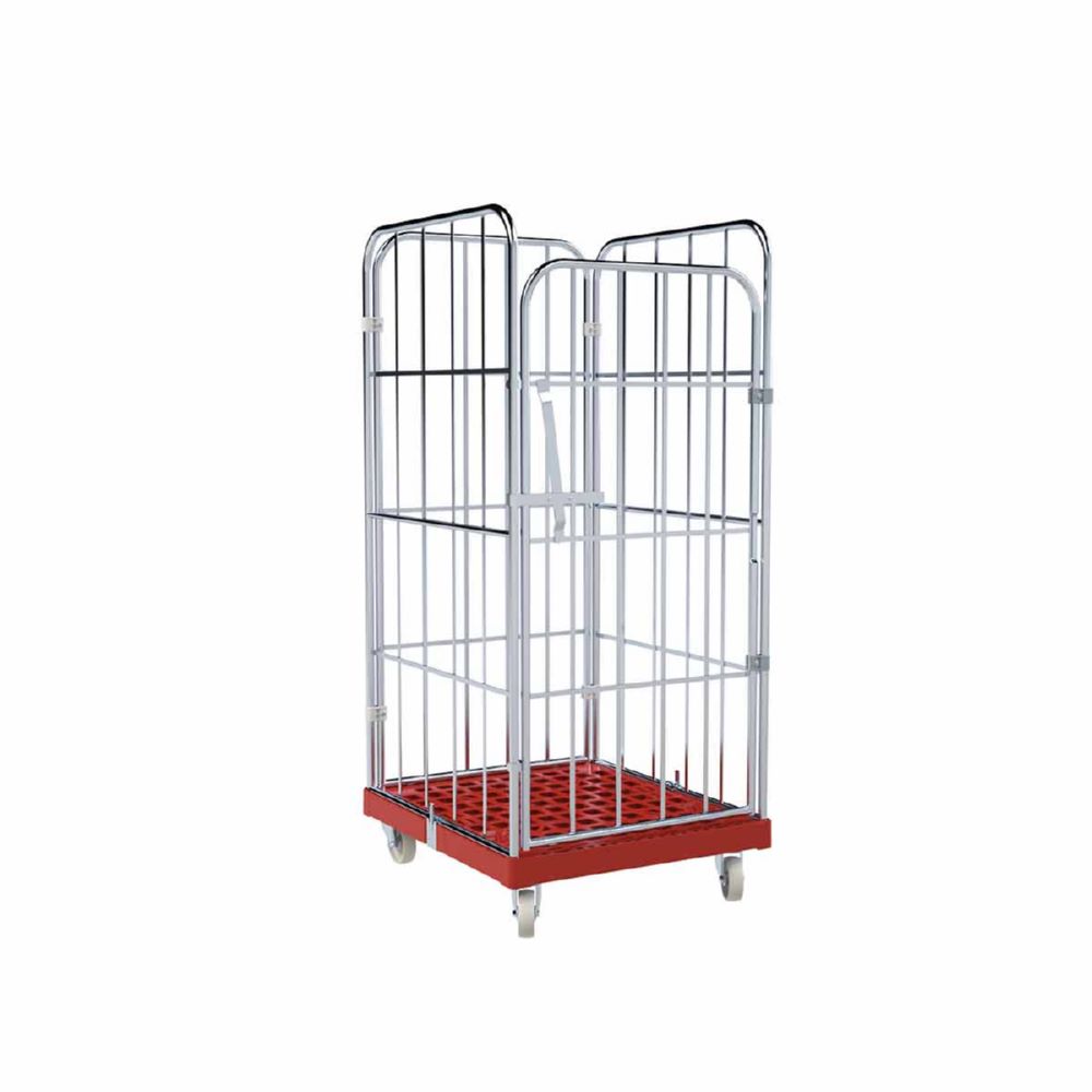 Produktbild ESB Rollbehälter 1450 KU 1 Vorderwand in rot 724 x 815 x 1630 mm