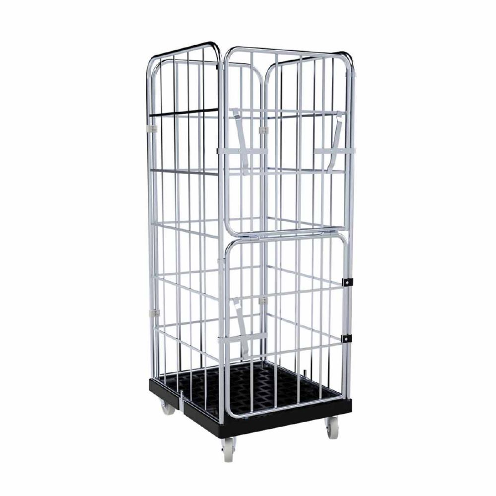 Produktbild ESB Rollbehälter 1650 KU 4 Seiten Vorderwand klappbar schwarz H 1830 mm