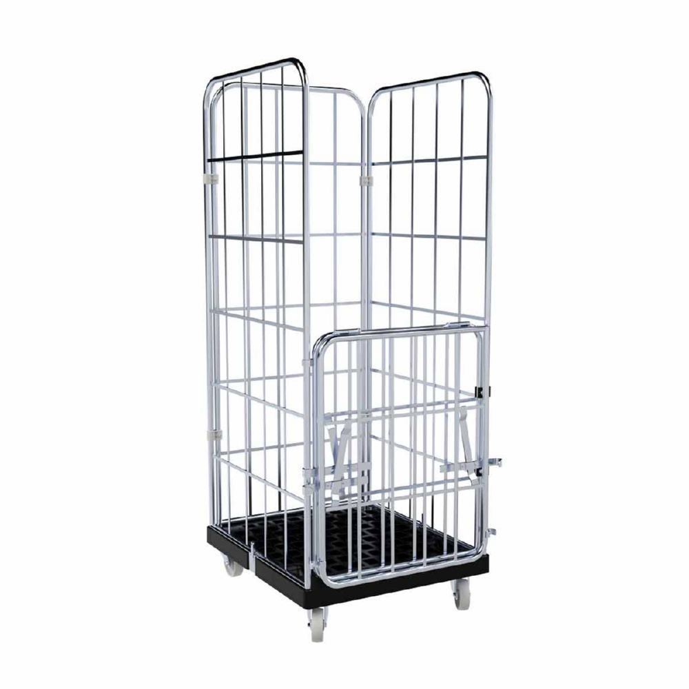 Produktbild ESB Rollbehälter 1650 KU 4 Seiten Vorderwand klappbar schwarz H 1830 mm bild 2