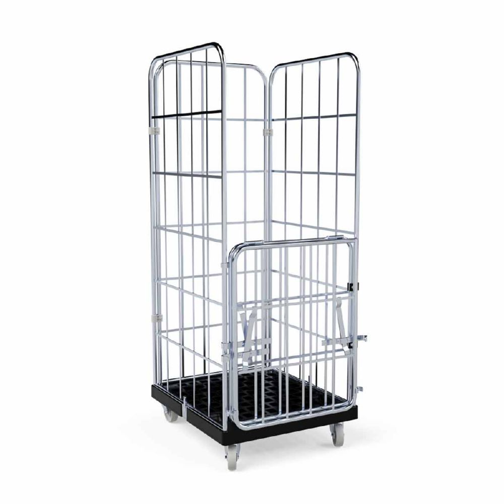 Produktbild ESB Rollbehälter 1650 KU 4 Seiten Vorderwand klappbar schwarz H 1830 mm bild 3