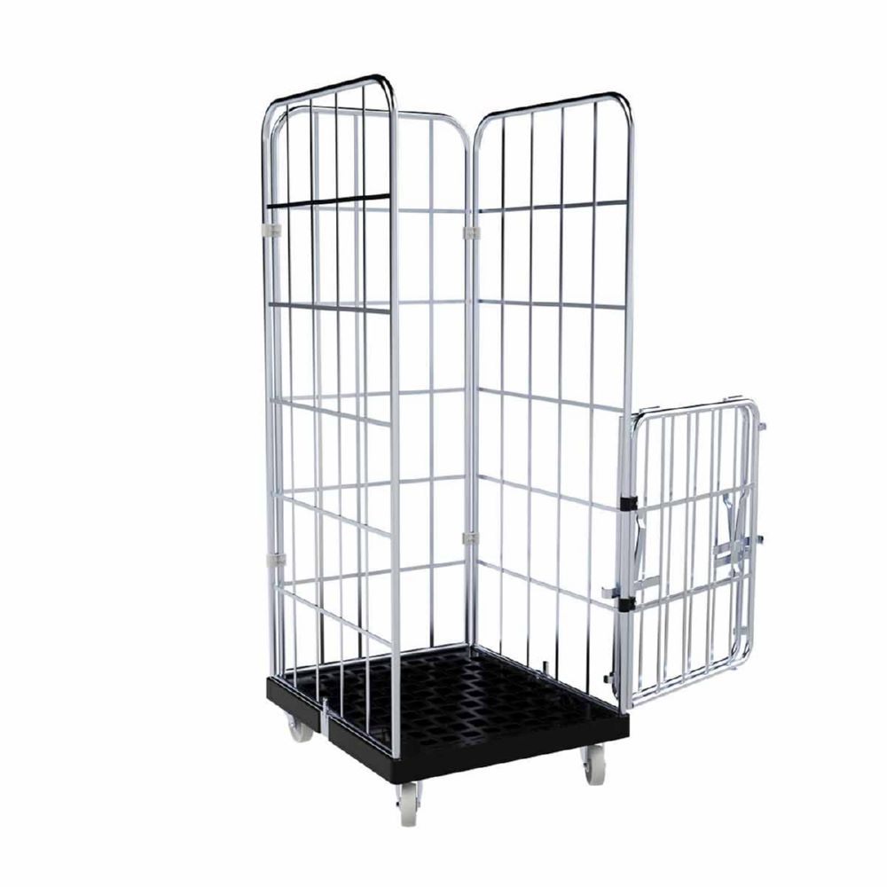 Produktbild ESB Rollbehälter 1650 KU 4 Seiten Vorderwand klappbar schwarz H 1830 mm bild 4