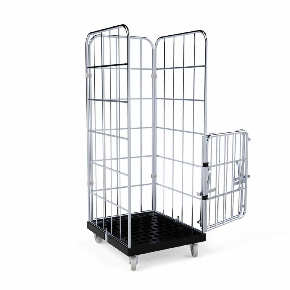 Produktbild ESB Rollbehälter 1650 KU 4 Seiten Vorderwand klappbar schwarz H 1830 mm bild 5